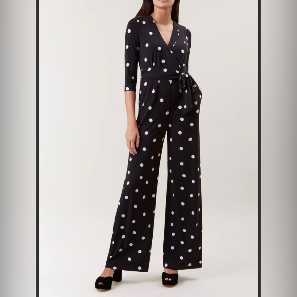 HOBBS of London Jordanna Wide-Leg Polkadot Jumpsuit